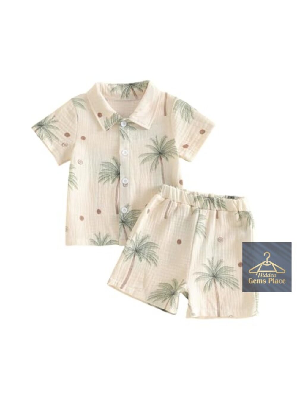 Toddler Boy Tropical Button Shirt Shorts Set Cotton Blend 2 Piece Vacation